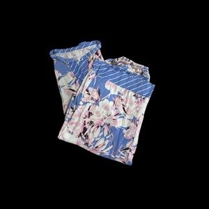 Floral Pajama Set – Blue & Pink 2-Piece Top and Pants